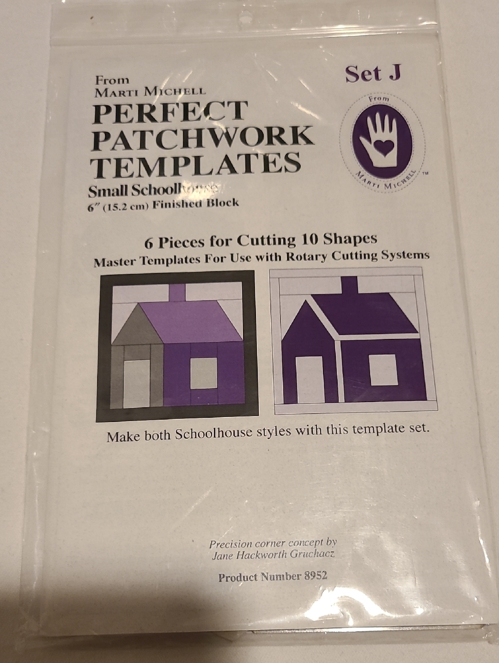 Perfect Patchwork Templates, Small Schoolhouse, 6 Inch Block, Quilting, Set J
